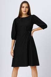 Round Neck Aline Knee Length Dress With Belt